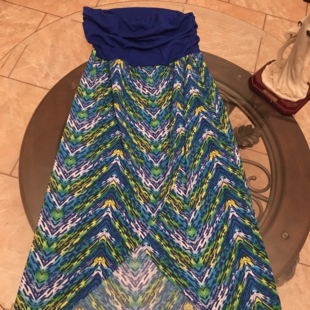 Women's strapless Maxi high low dress size L